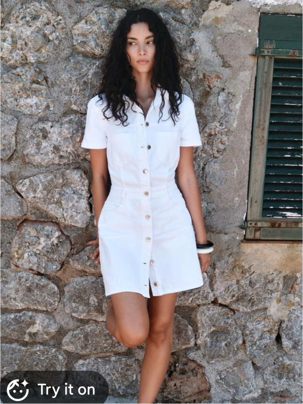 Zara White denim mini Dress